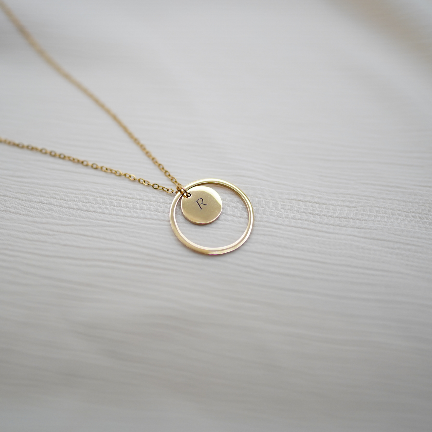 Personalized (12mm Pendant w/circle charm) 18K Gold Vermeil Pendant Necklace