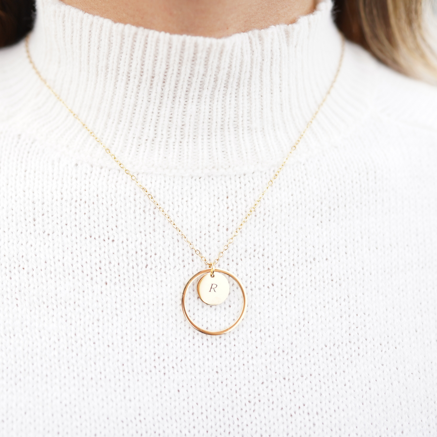 Personalized (12mm Pendant w/circle charm) 18K Gold Vermeil Pendant Necklace