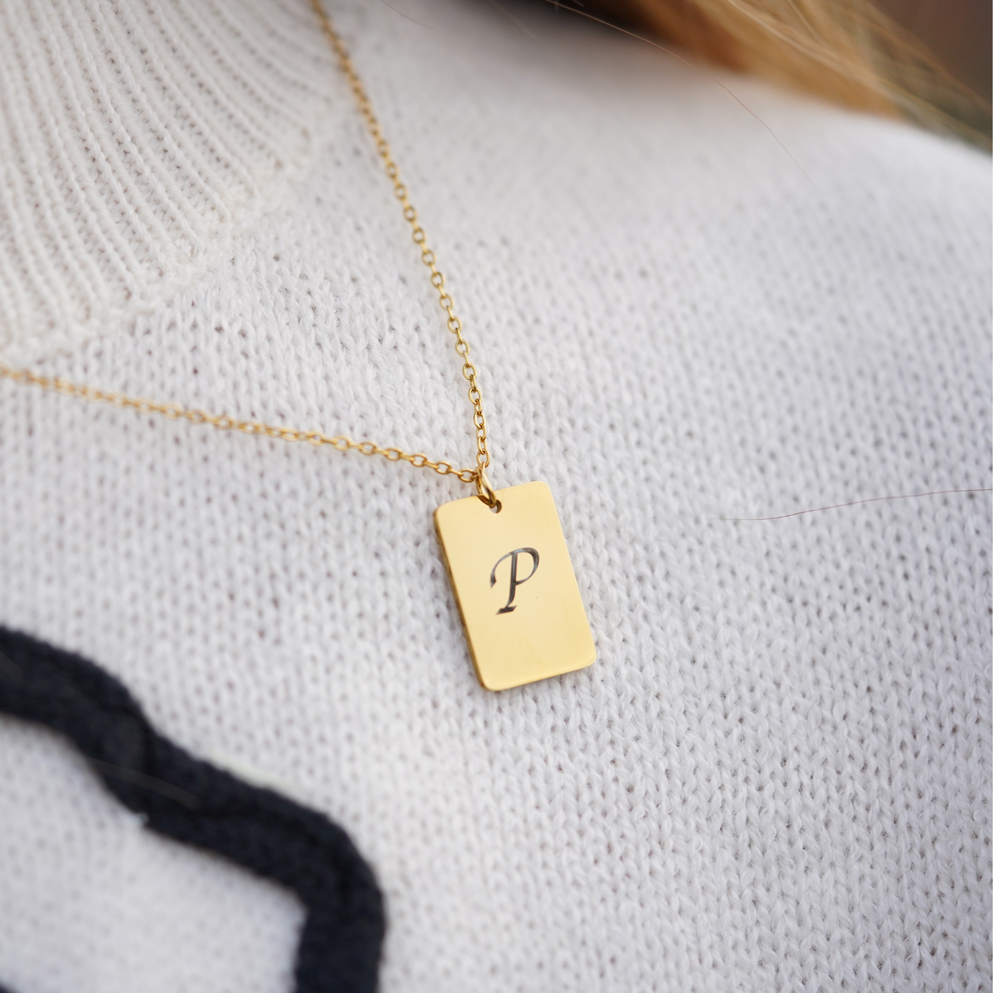 Personalized (15mm x 22mm) 18K Gold Vermeil Bar Pendant Necklace