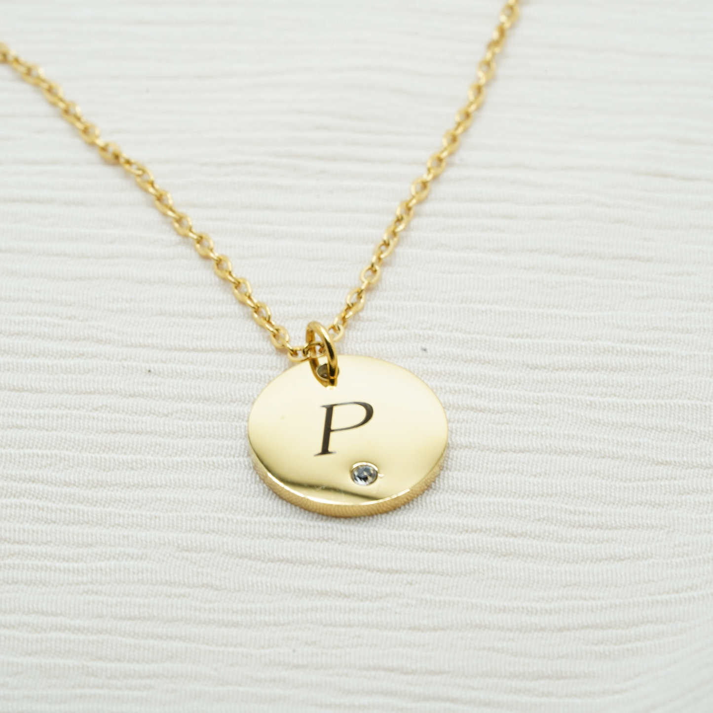 Personalized (15mm Pendant w/crystal charm) 18K Gold Vermeil Pendant Necklace