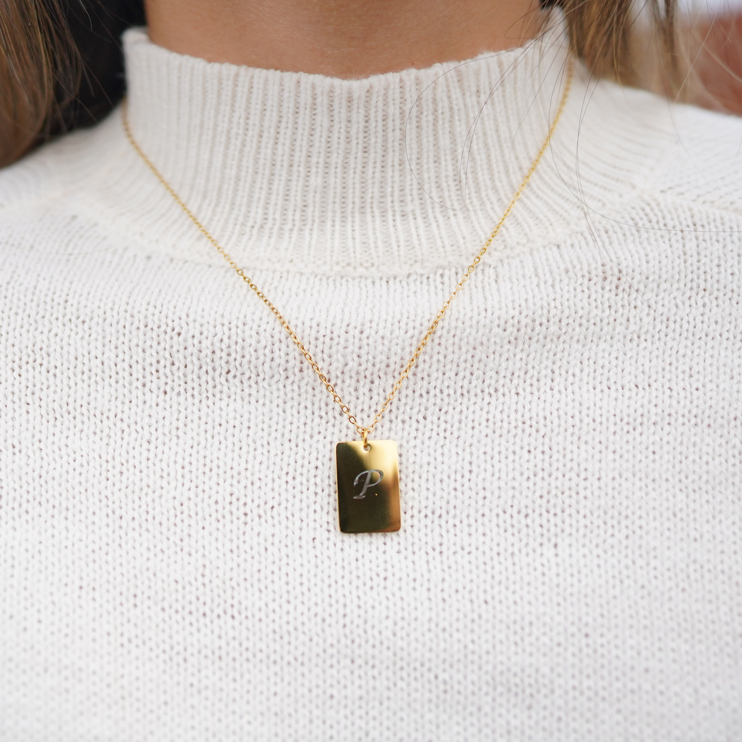 Personalized (15mm x 22mm) 18K Gold Vermeil Bar Pendant Necklace