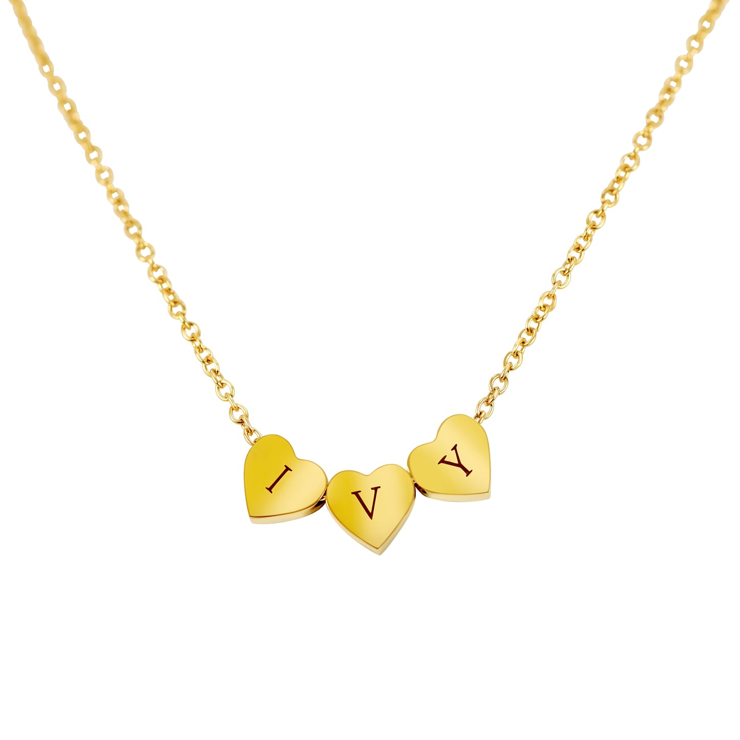 3 Mini Heart Personalized (3 x 7.5mm x 7.5mm x 2.8mm hearts) 18K Vermeil Necklace