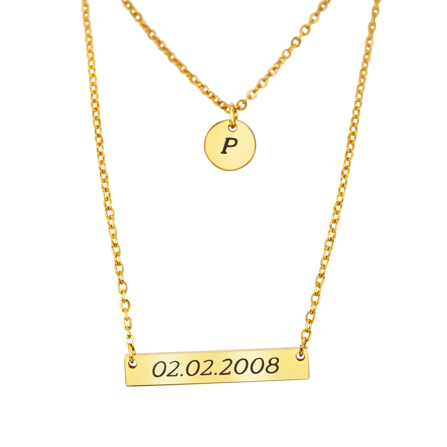 Personalized (35mm x6mm Pendant w/circle charm) 18K Gold Vermeil Pendant Necklace