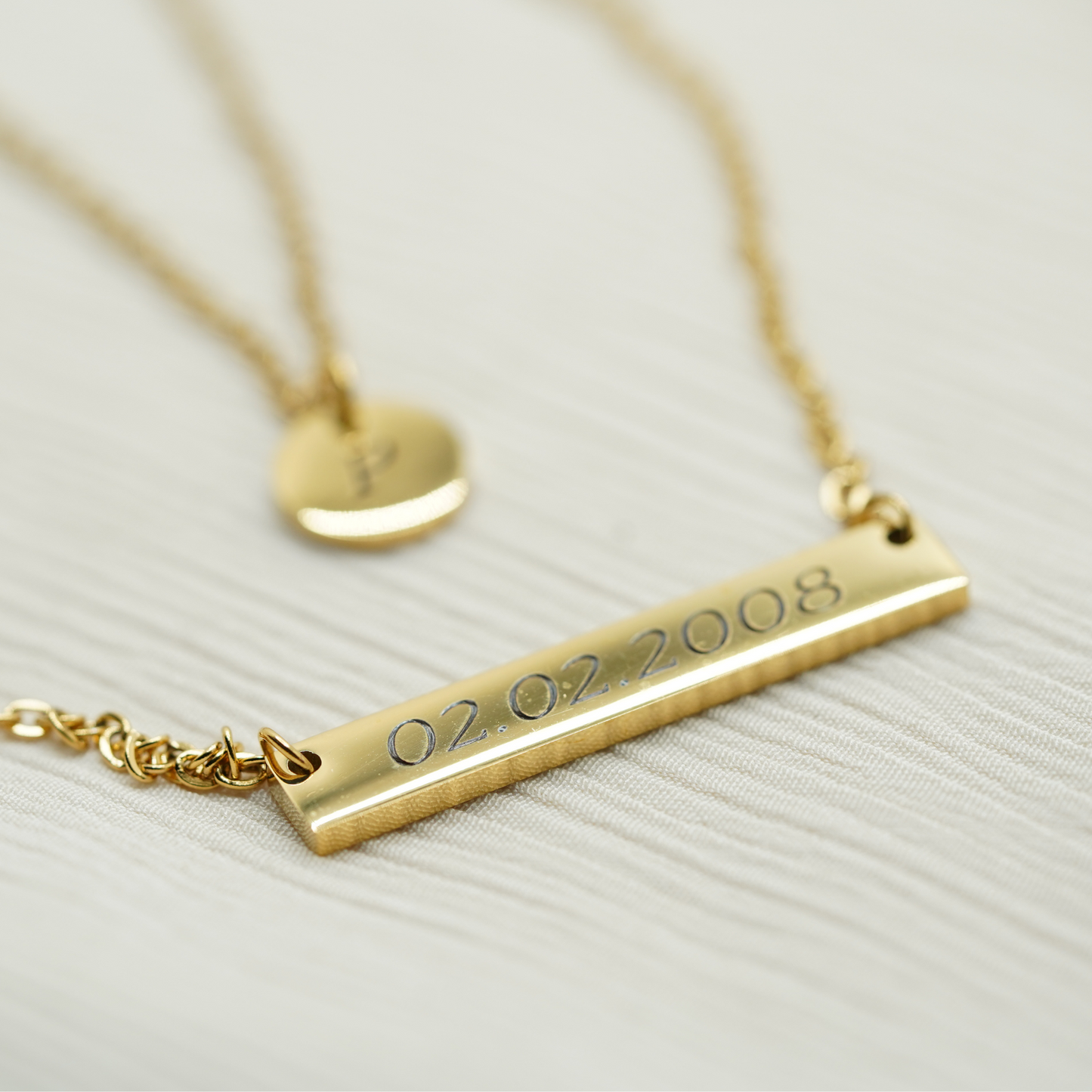 Personalized (35mm x6mm Pendant w/circle charm) 18K Gold Vermeil Pendant Necklace