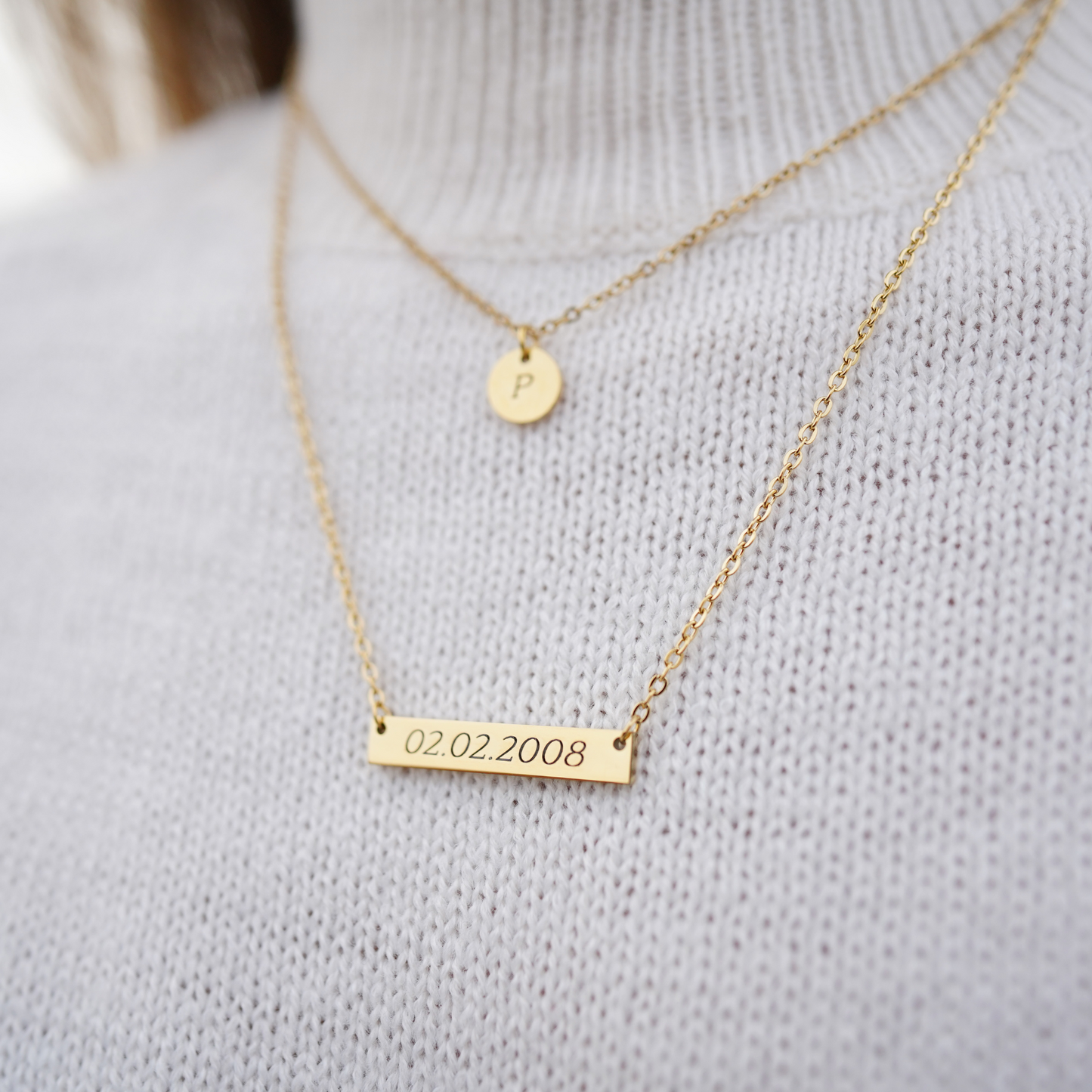 Personalized (35mm x6mm Pendant w/circle charm) 18K Gold Vermeil Pendant Necklace