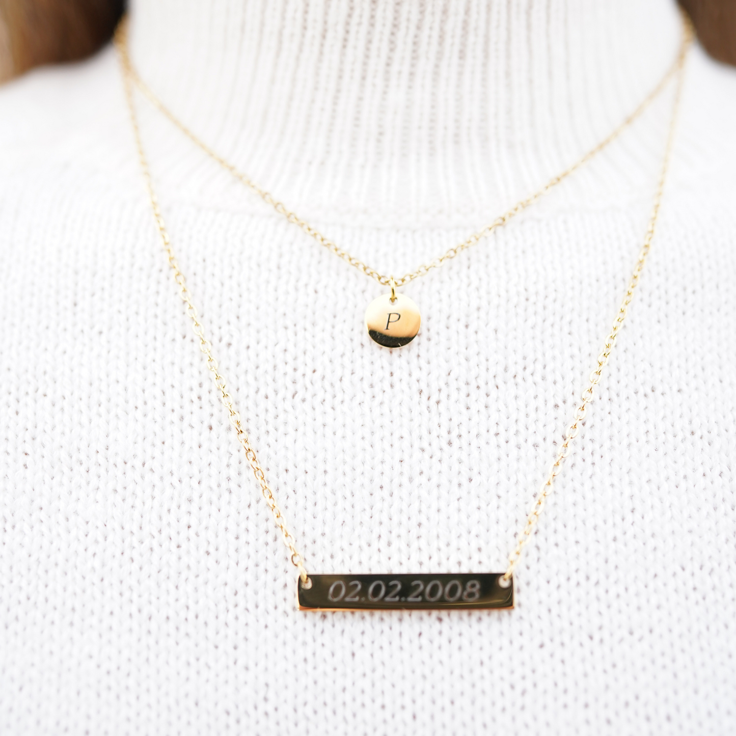 Personalized (35mm x6mm Pendant w/circle charm) 18K Gold Vermeil Pendant Necklace