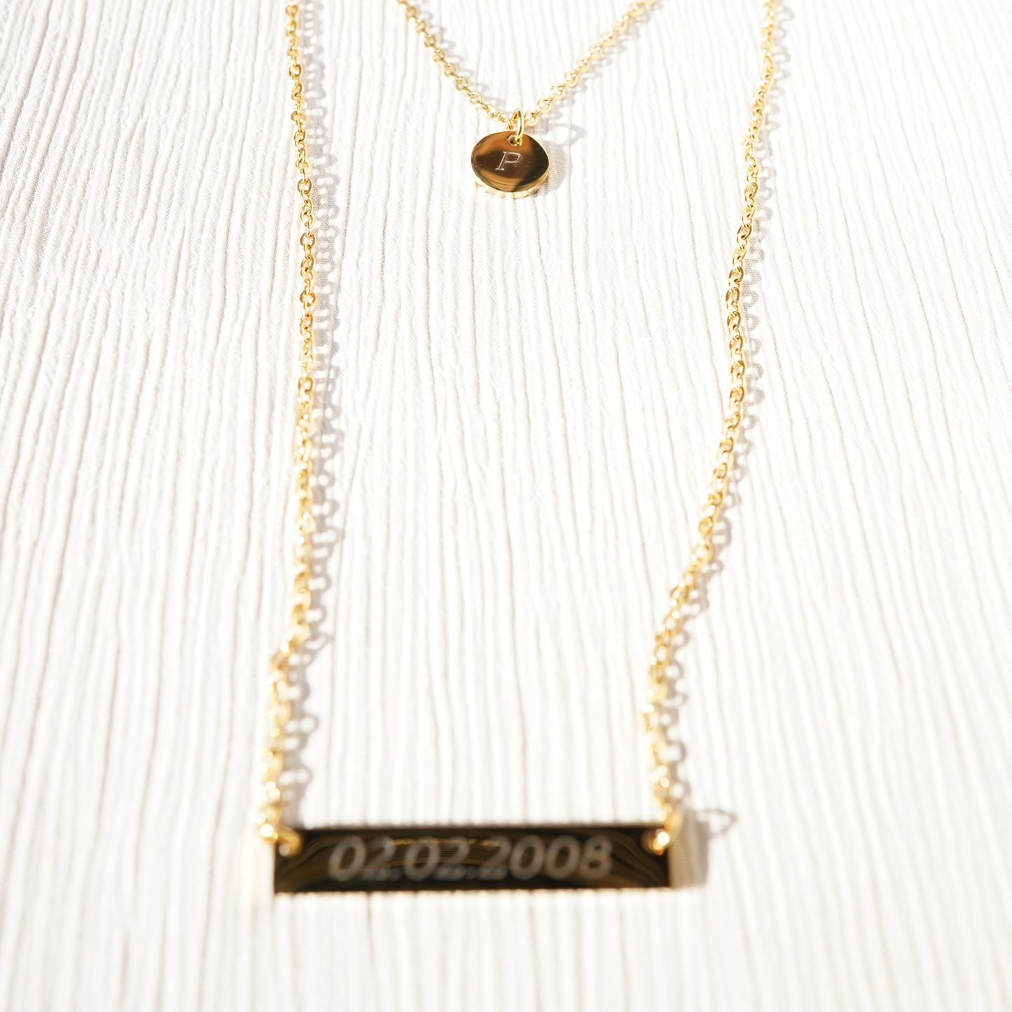 Personalized (35mm x6mm Pendant w/circle charm) 18K Gold Vermeil Pendant Necklace