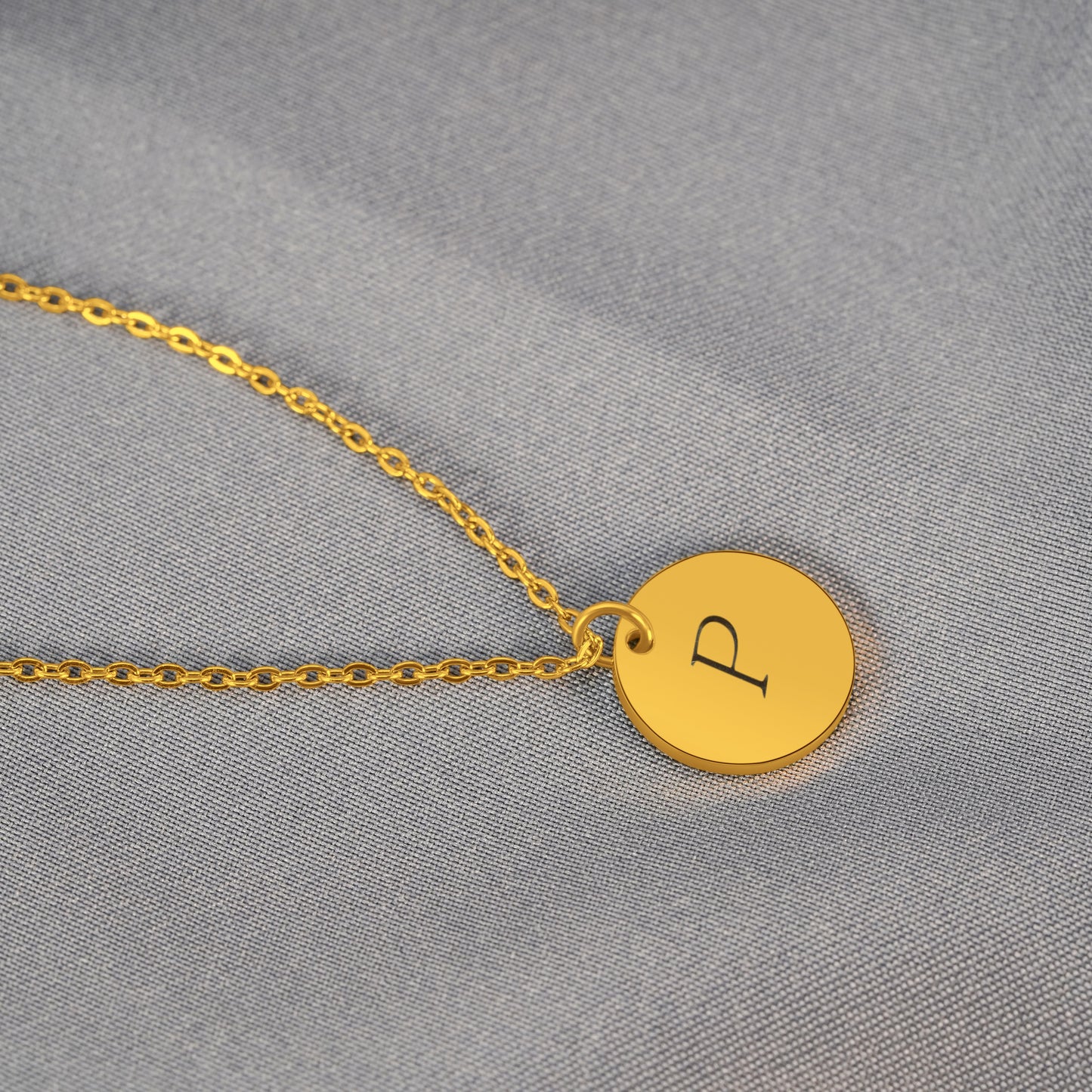 Personalized (12mm Pendant) W/18K Gold Vermeil Pendant Necklace