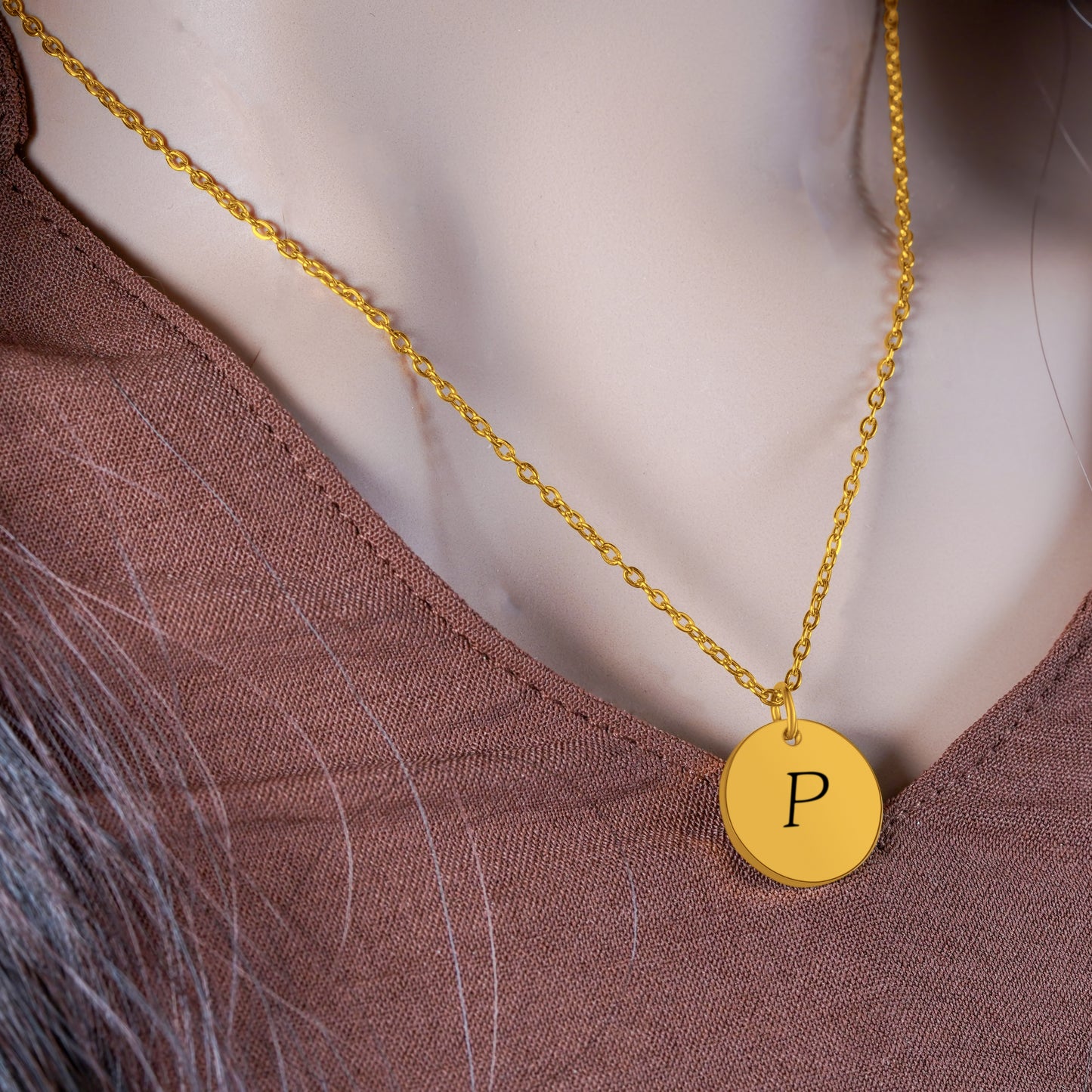 Personalized (12mm Pendant) W/18K Gold Vermeil Pendant Necklace