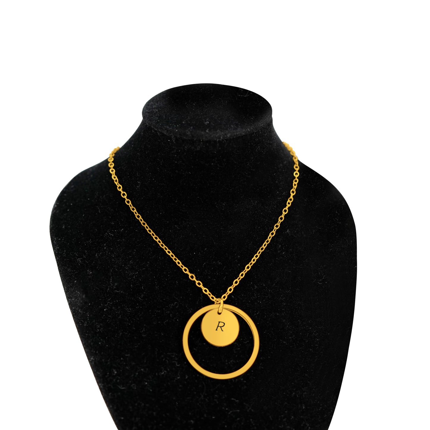Personalized (12mm Pendant w/circle charm) 18K Gold Vermeil Pendant Necklace
