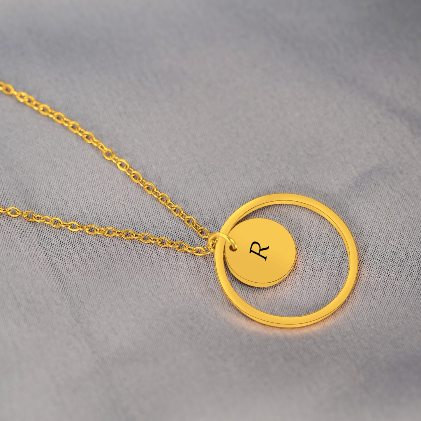 Personalized (12mm Pendant w/circle charm) 18K Gold Vermeil Pendant Necklace