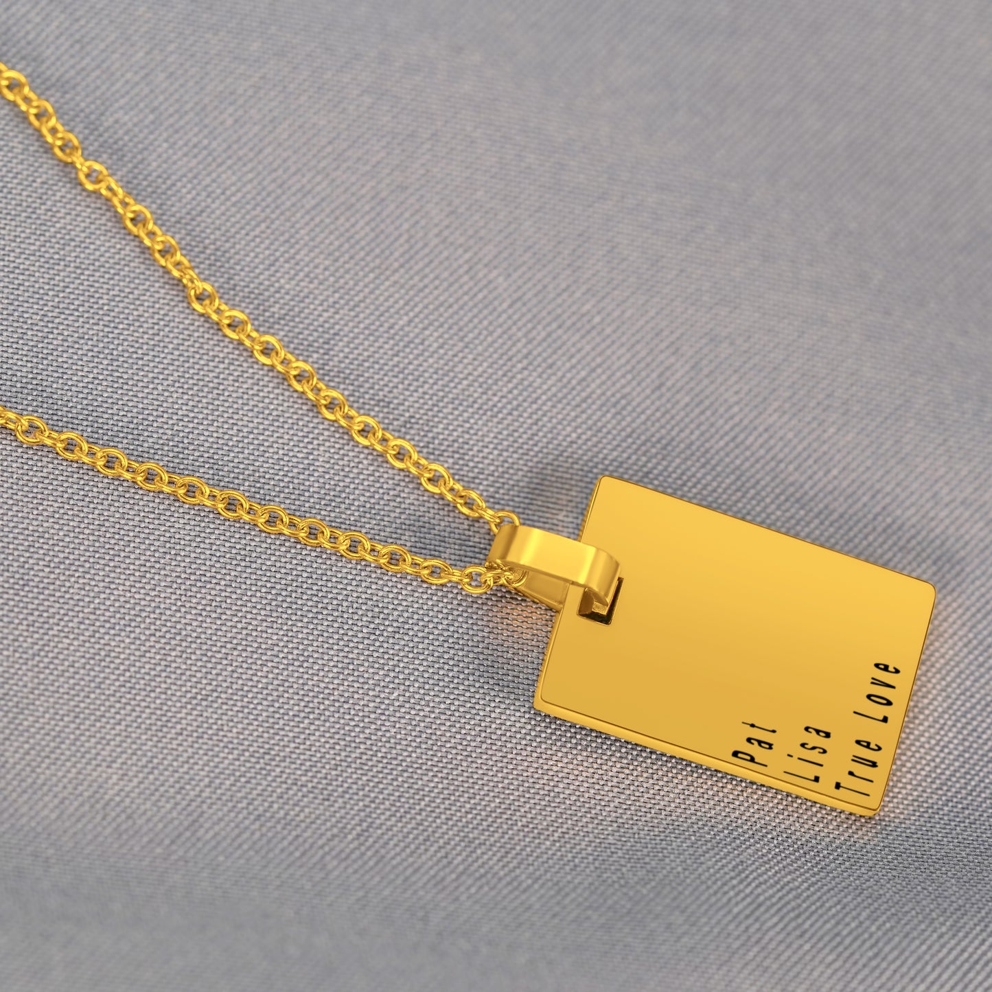 Personalized (15mm x 22mm) 18K Gold Vermeil Bar Pendant Necklace (3 names)