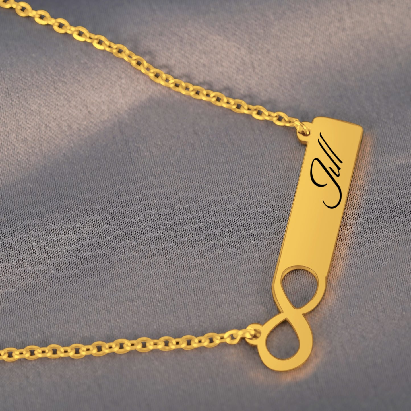 Personalized (40mm x8mm) 18K Gold Vermeil Infinity Necklace