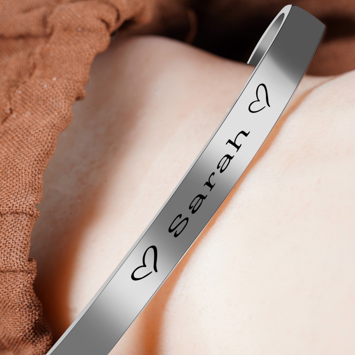 Gold Or Silver Cuff Name Bracelet for Women, Engraved Initials or Name, 18K Gold Plated Cuff Bracelet