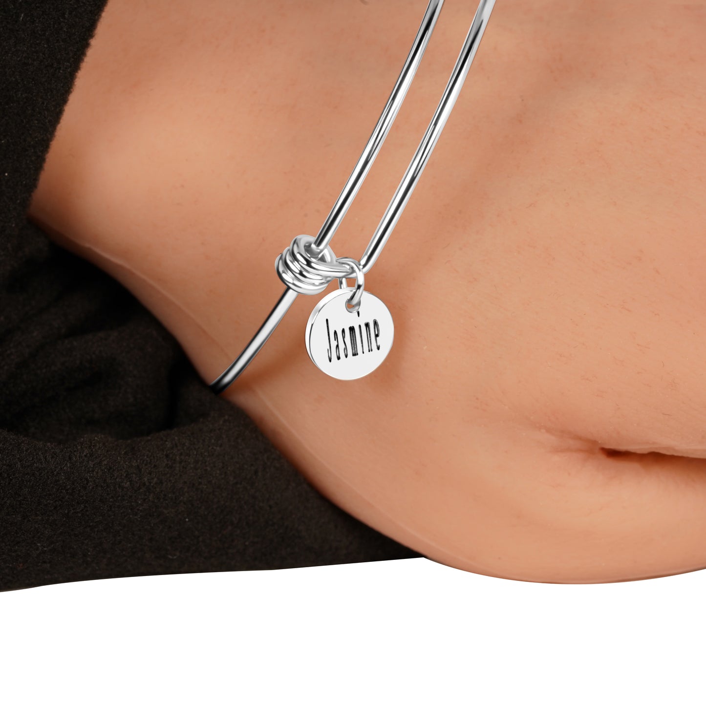Personalized Silver Colour Plated Cuff Bracelet(8.5") & Personalized Pendants (10mm)