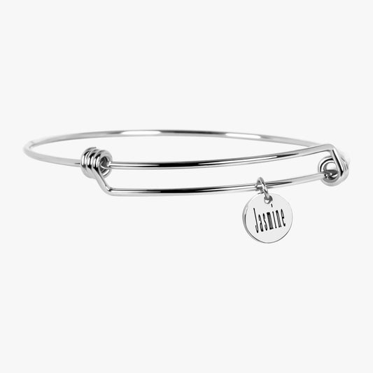 Personalized Silver Colour Plated Cuff Bracelet(8.5") & Personalized Pendants (10mm)