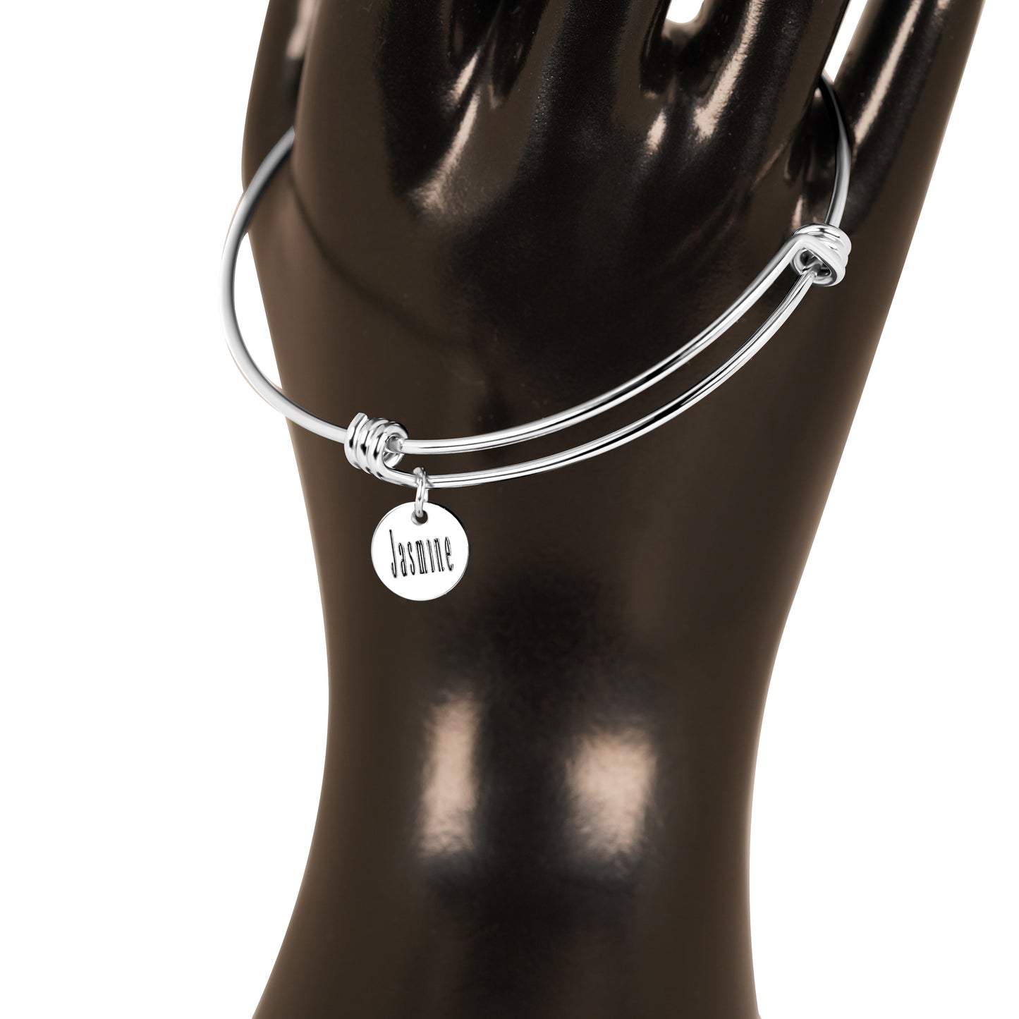 Personalized Silver Colour Plated Cuff Bracelet(8.5") & Personalized Pendants (10mm)