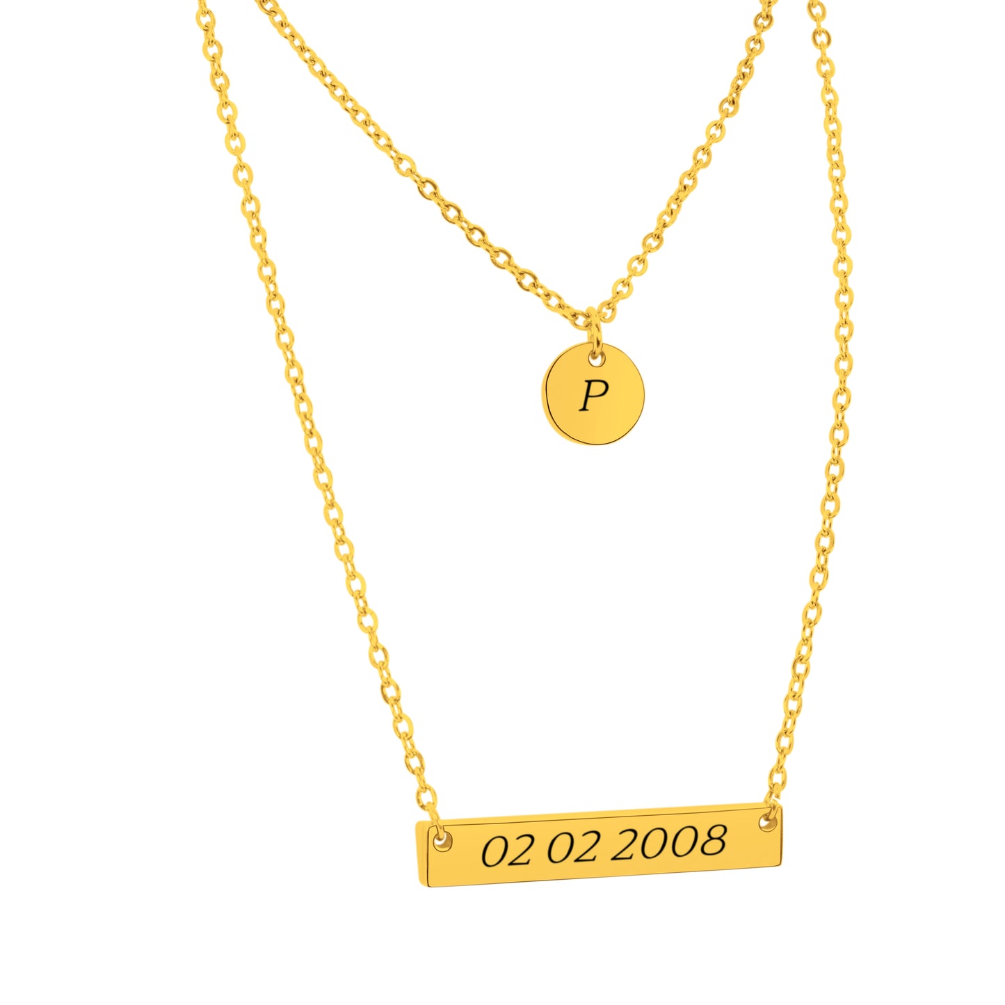 Personalized (35mm x6mm Pendant w/circle charm) 18K Gold Vermeil Pendant Necklace