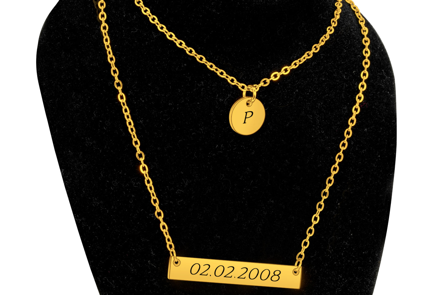 Personalized (35mm x6mm Pendant w/circle charm) 18K Gold Vermeil Pendant Necklace