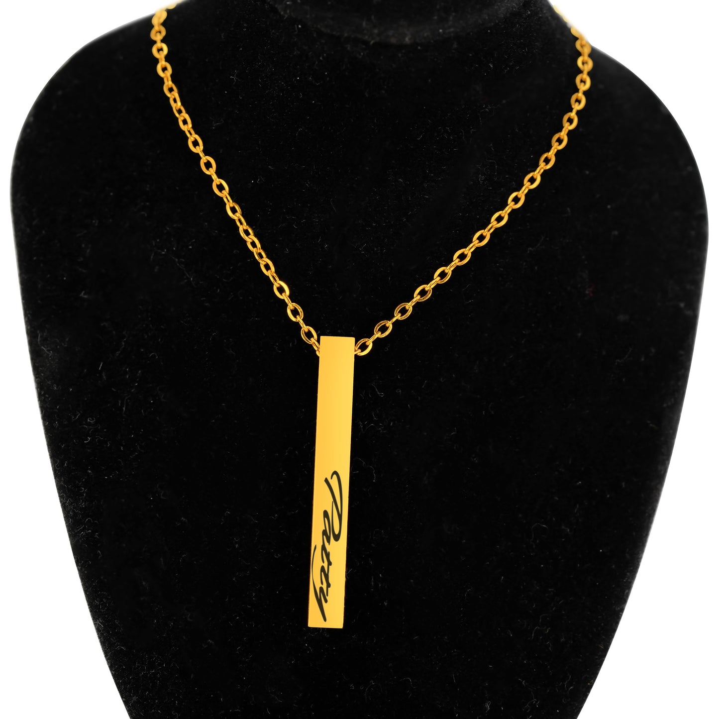 Personalized (40mm x5mm) 18K 3D-Gold Vermeil Bar Necklace