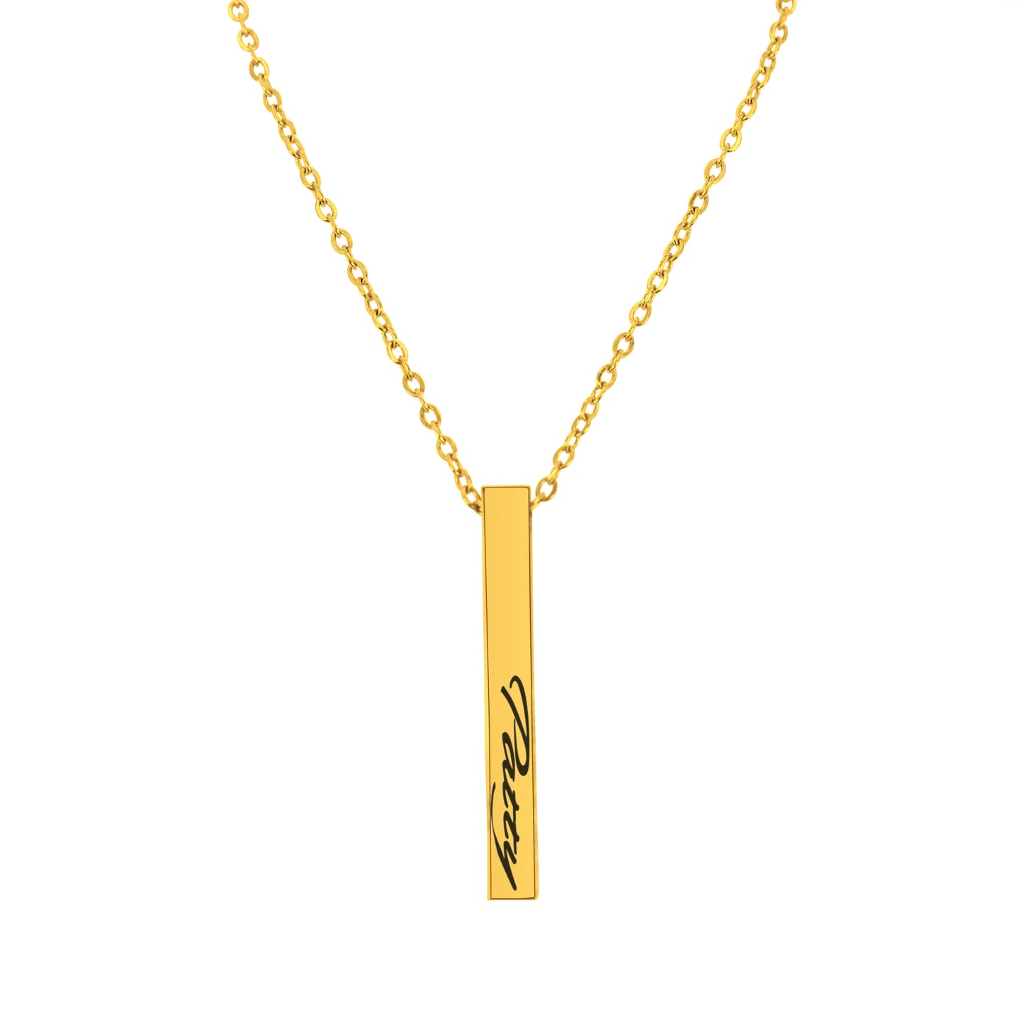 Personalized (40mm x5mm) 18K 3D-Gold Vermeil Bar Necklace
