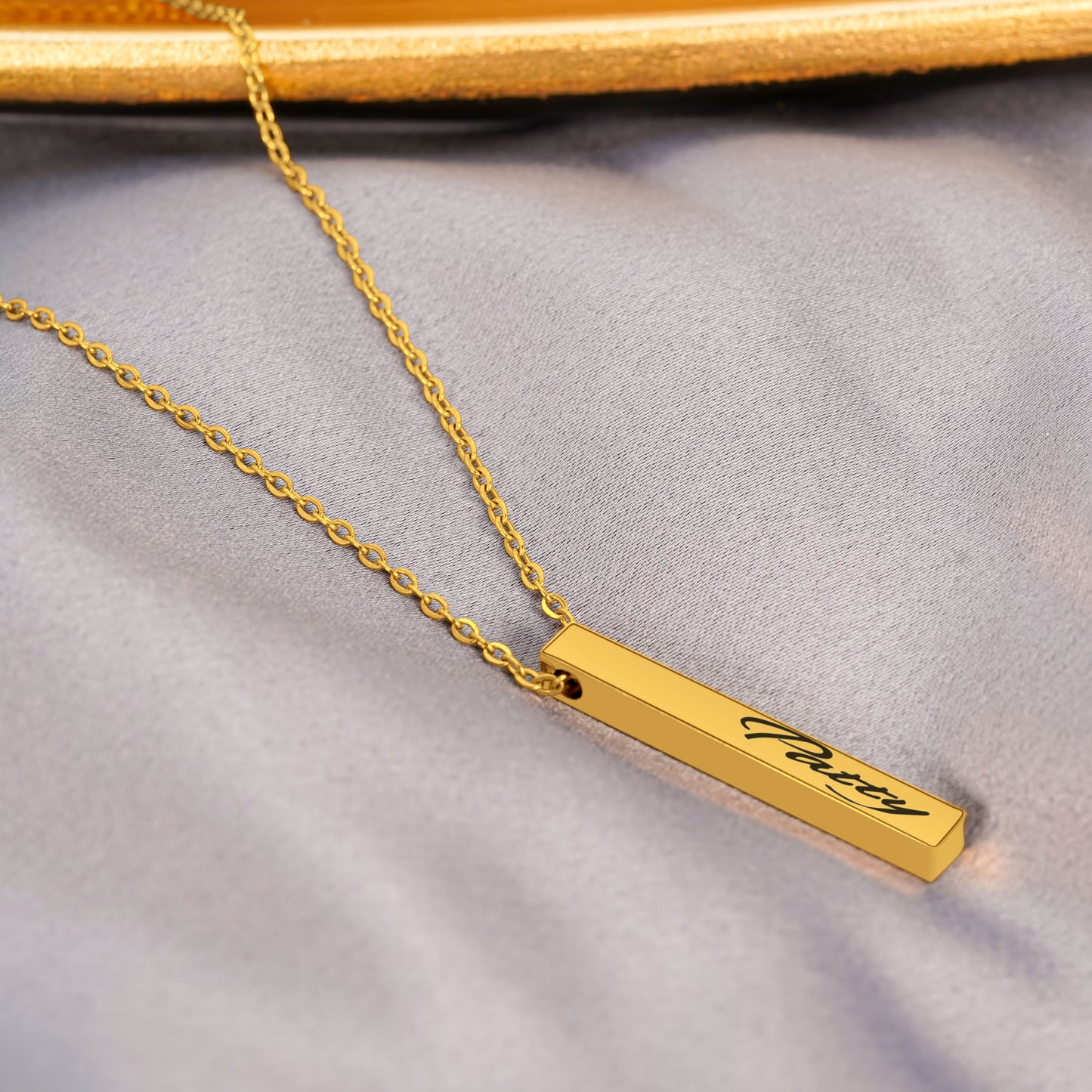 Personalized (40mm x5mm) 18K 3D-Gold Vermeil Bar Necklace