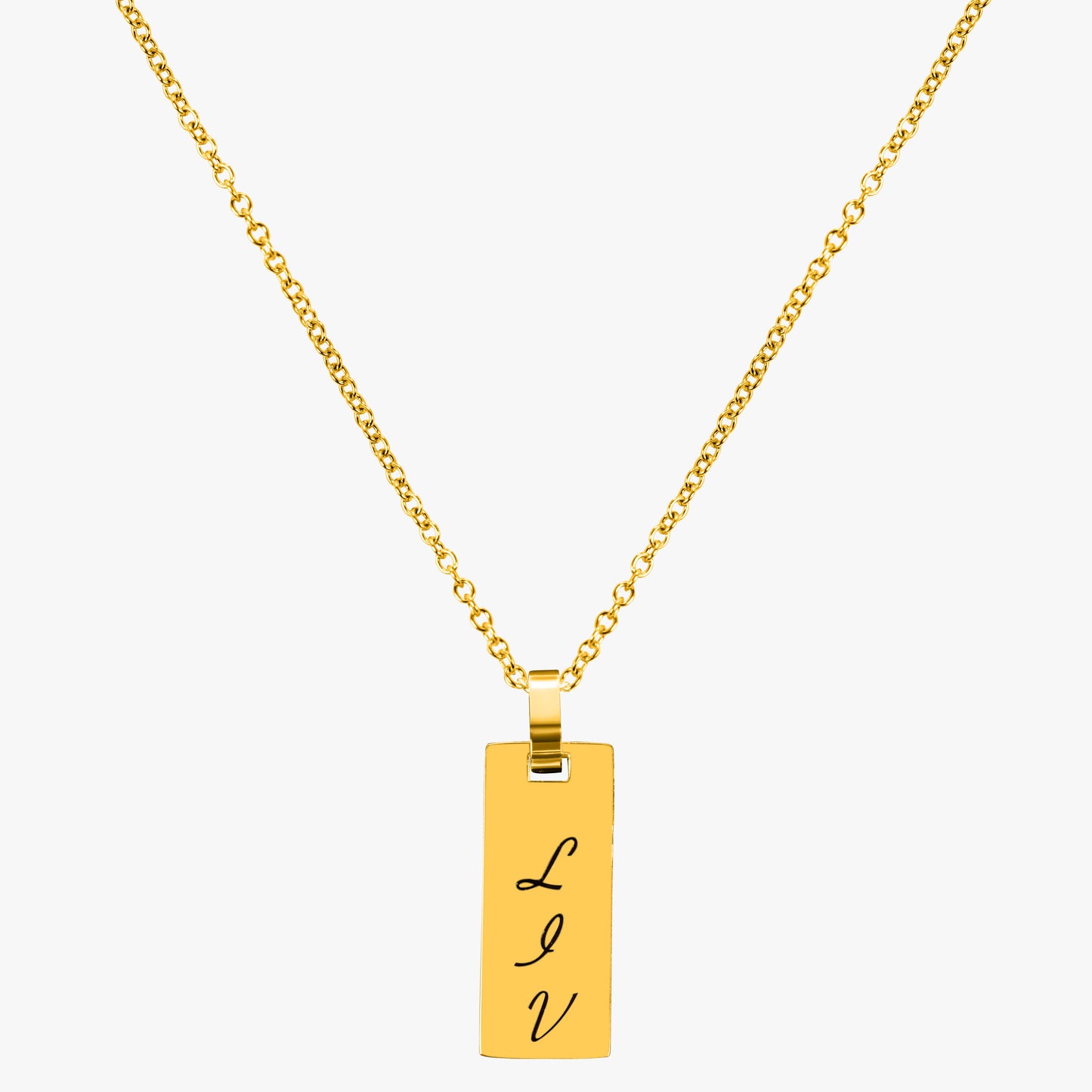 Personalized Bar Pendant (8.5mm x 20mm) On a 18K Gold Vermeil Necklace (17.5")