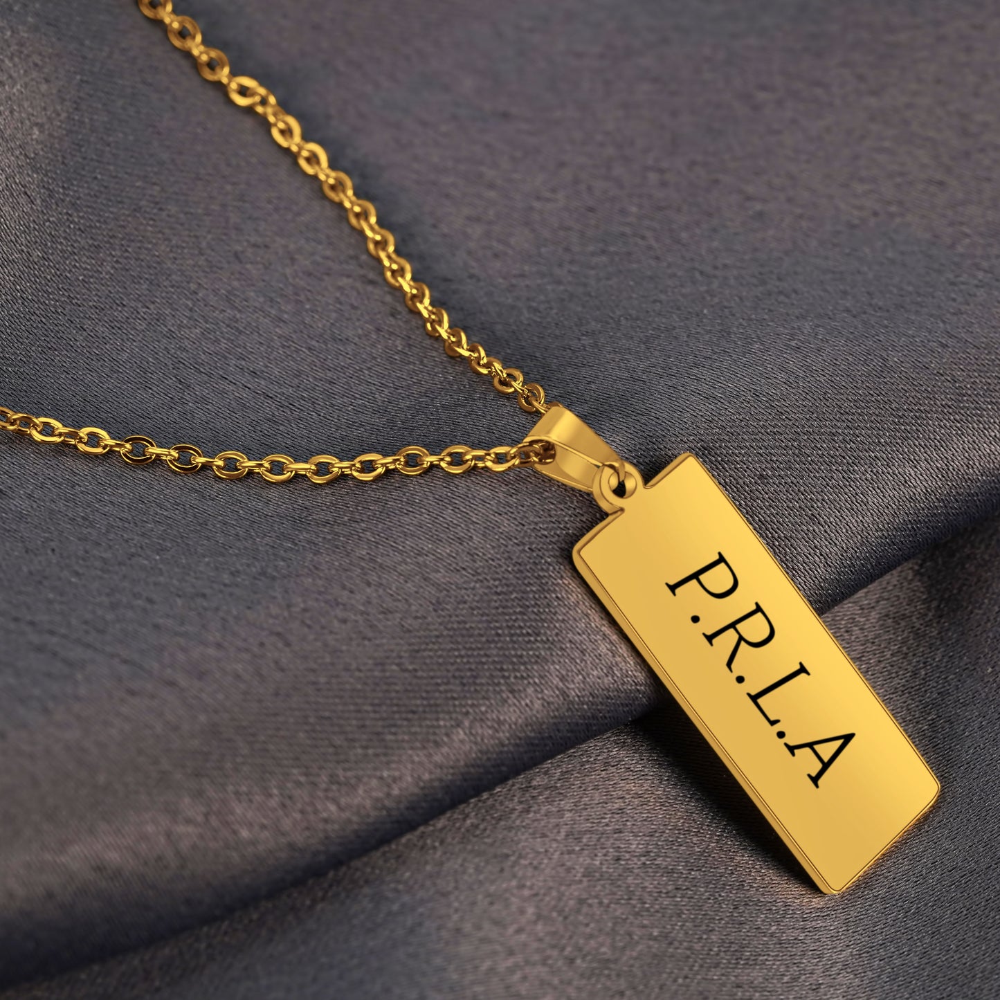 Personalized (11.5mm x 29mm) 18K Gold Vermeil Bar Pendant Necklace (17.5")