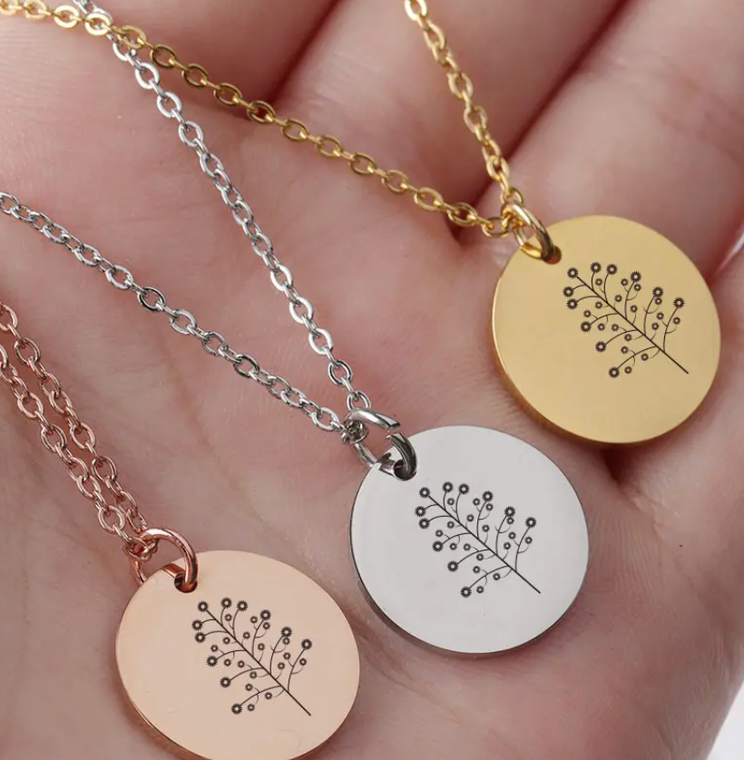 Personalized Engraved Gold Pendant Necklace