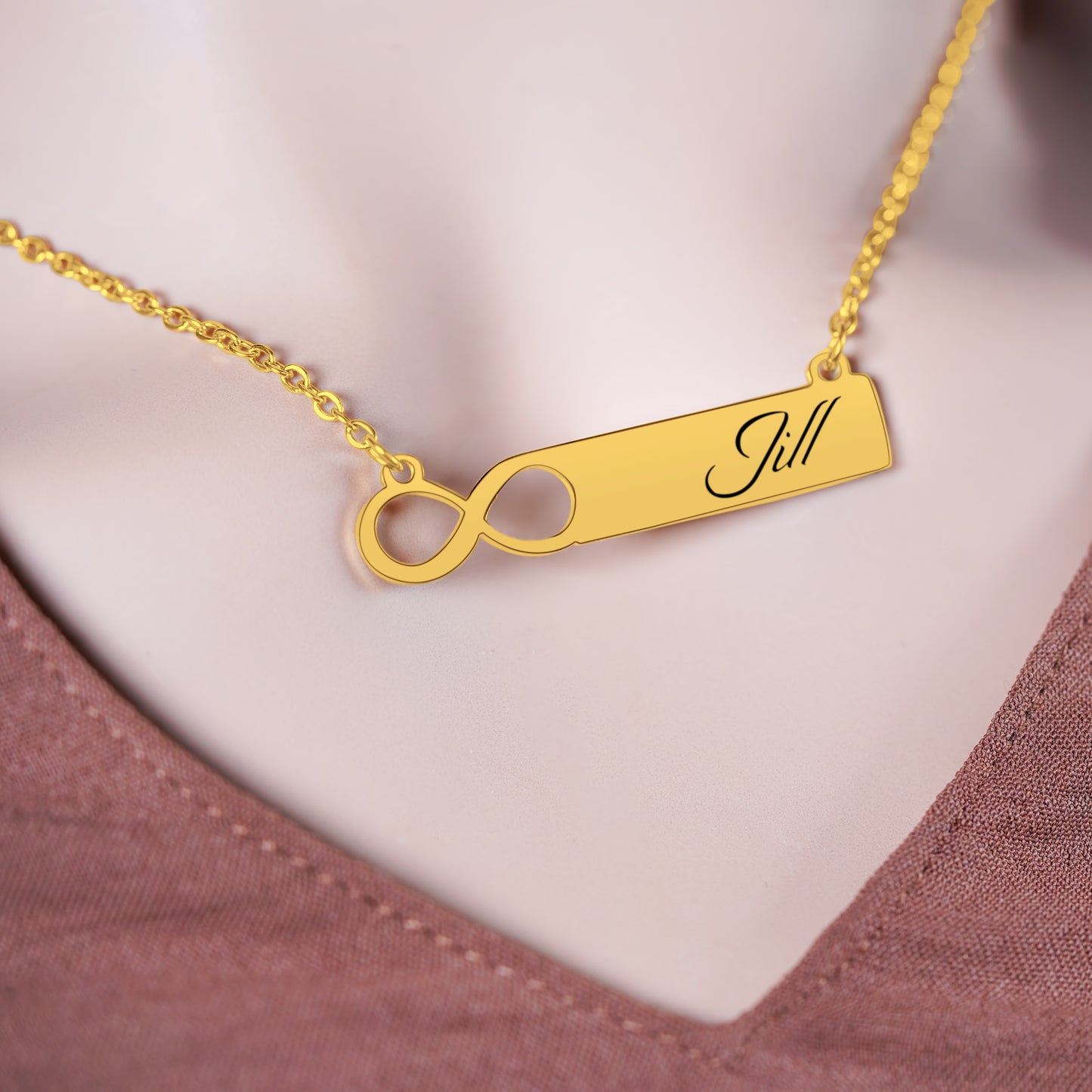 Personalized (40mm x8mm) 18K Gold Vermeil Infinity Necklace