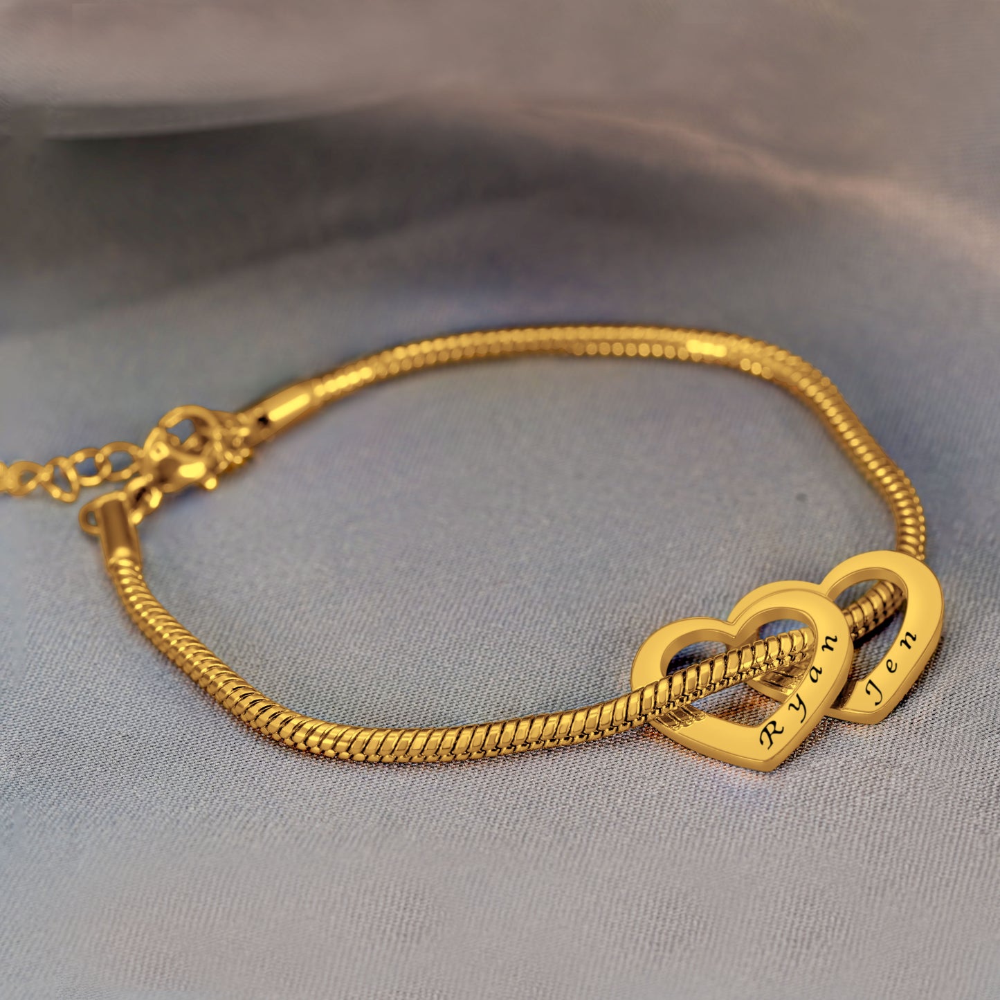 Personalized Heart (17mm x 15mm) Bracelet | 18K Gold Vermeil Snake Chain Bracelet (6.5")