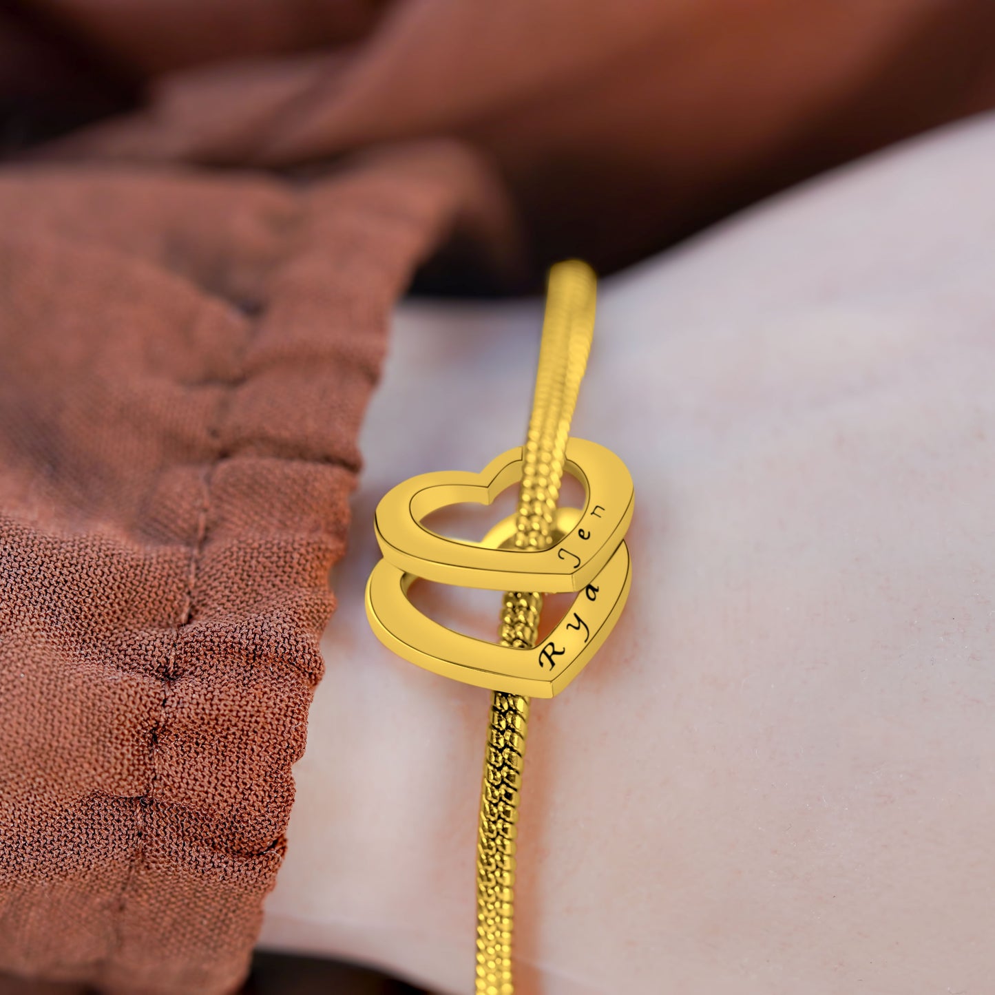 Personalized Heart (17mm x 15mm) Bracelet | 18K Gold Vermeil Snake Chain Bracelet (6.5")