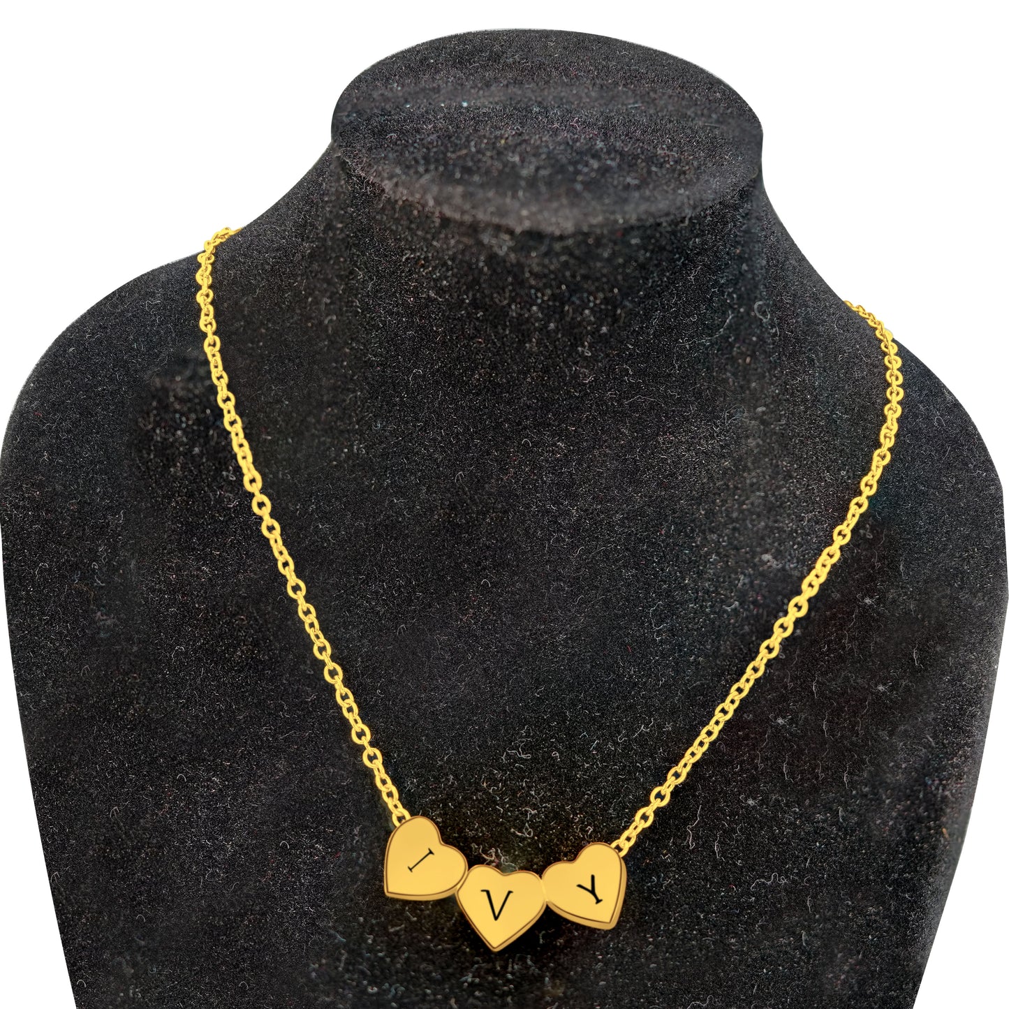 3 Mini Heart Personalized (3 x 7.5mm x 7.5mm x 2.8mm hearts) 18K Vermeil Necklace