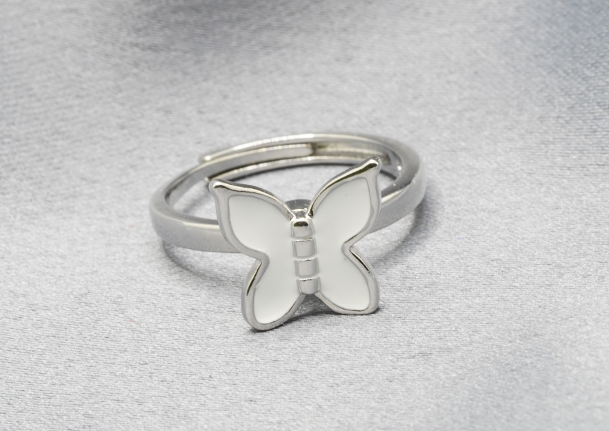 White Butterfly Ring | Upload Custom Photo