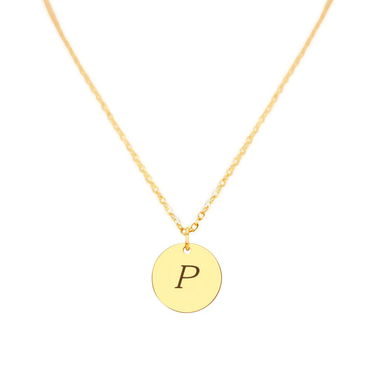 Personalized (12mm Pendant) W/18K Gold Vermeil Pendant Necklace