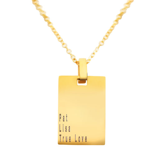 Personalized (15mm x 22mm) 18K Gold Vermeil Bar Pendant Necklace (3 names)