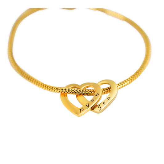 Personalized Heart (17mm x 15mm) Bracelet | 18K Gold Vermeil Snake Chain Bracelet (6.5")