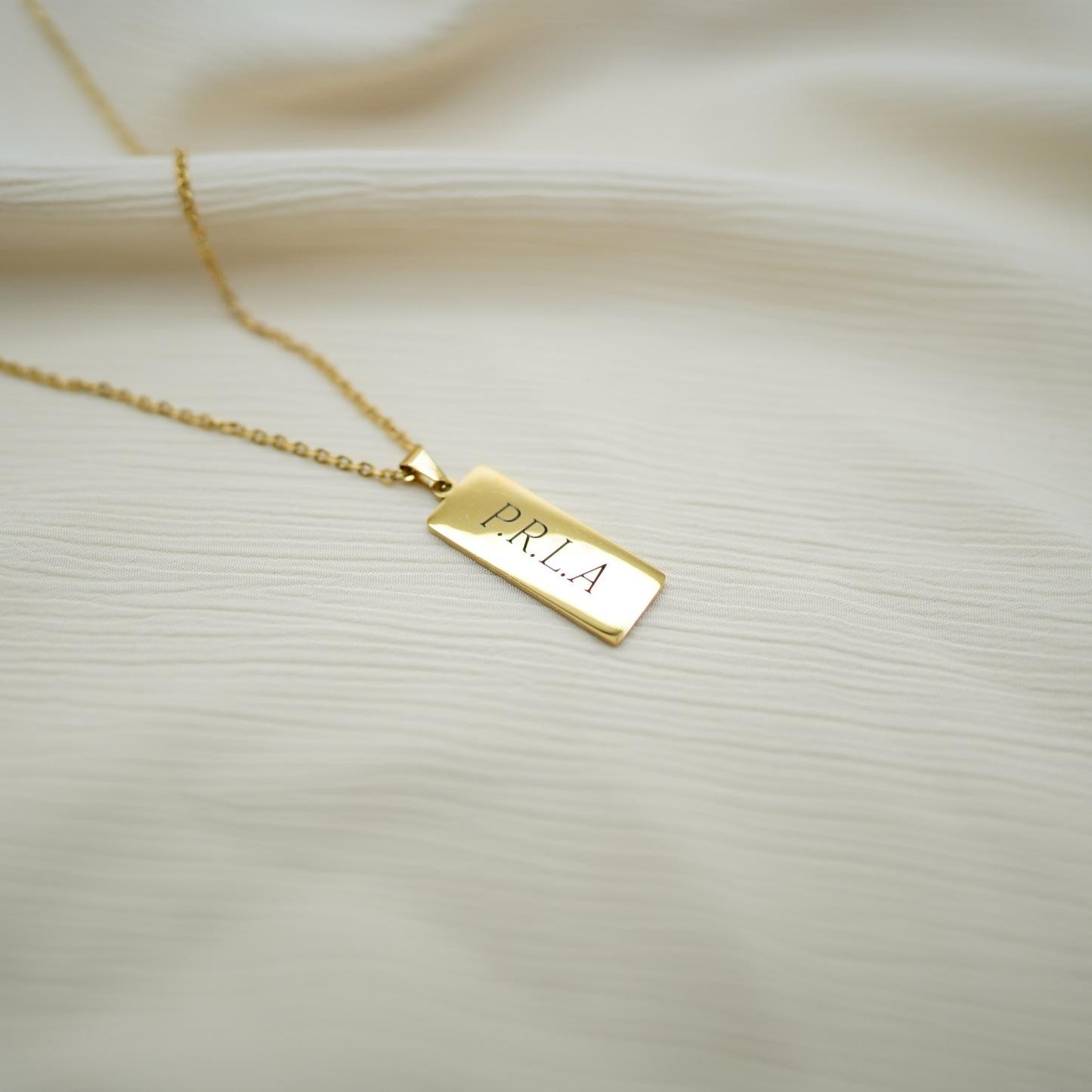 Personalized (30mm x 12mm) 18K Gold Vermeil Rectangle Pendant Necklace, Custom Tag | 18k Gold Vermeil