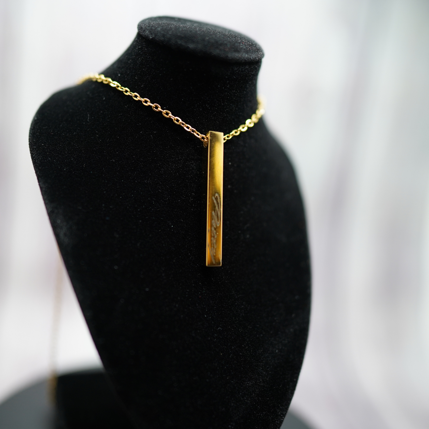 Personalized (40mm x5mm) 18K 3D-Gold Vermeil Bar Necklace