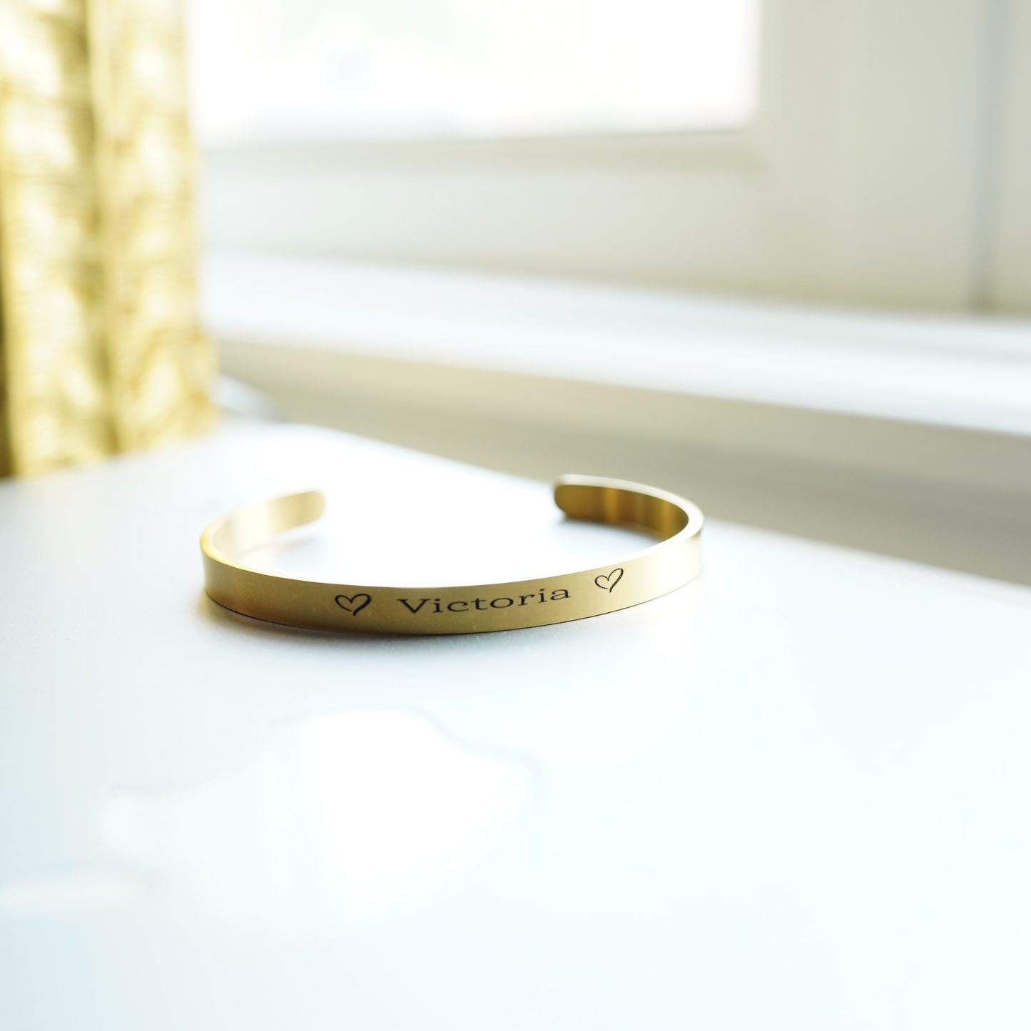 Gold Or Silver Cuff Name Bracelet for Women, Engraved Initials or Name, 18K Gold Plated Cuff Bracelet