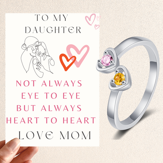 To My Daughter Double Coloured Heart Ring