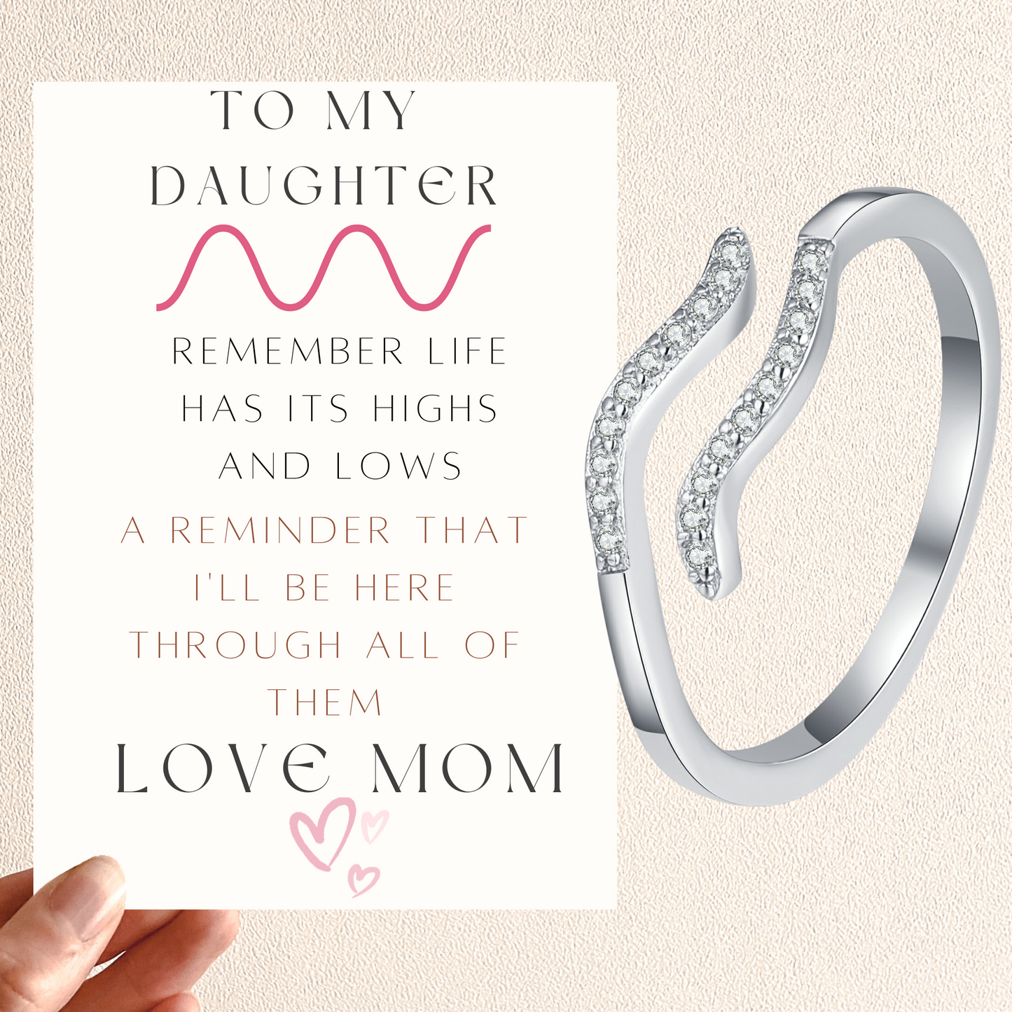 To My Daughter Highs & Lows Ring