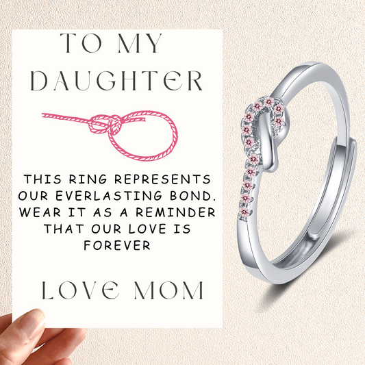 To My Daughter Pink Love Knot Ring