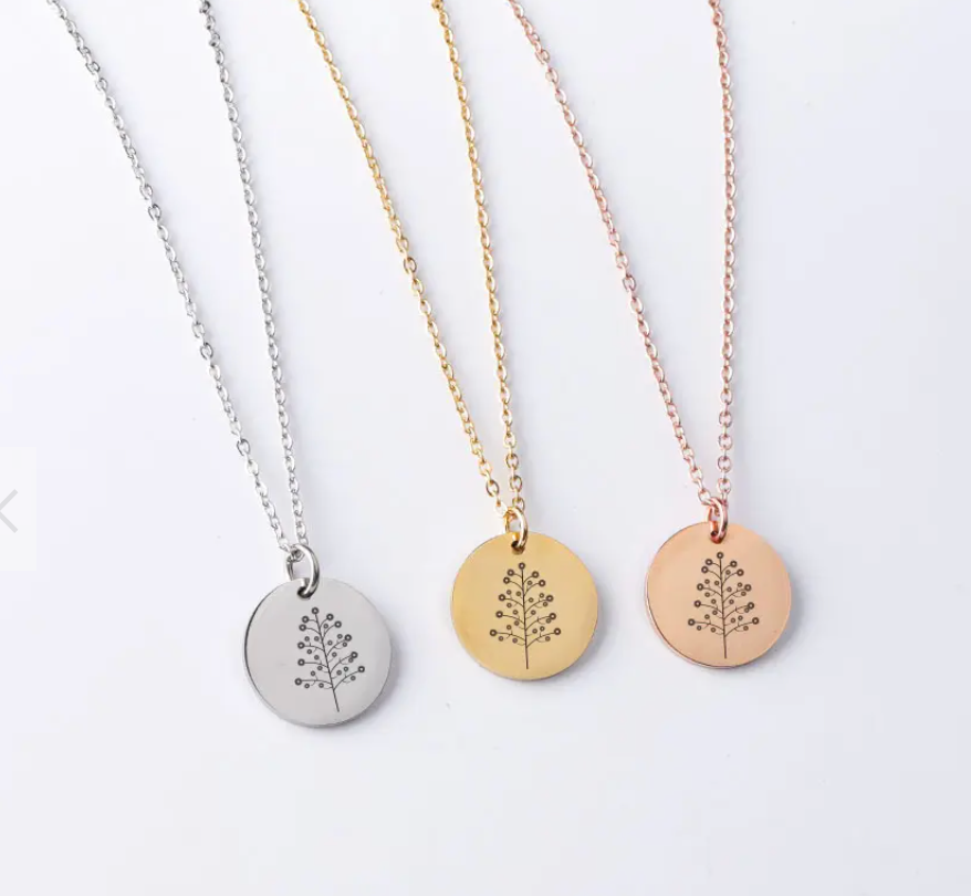 Personalized Engraved Gold Pendant Necklace