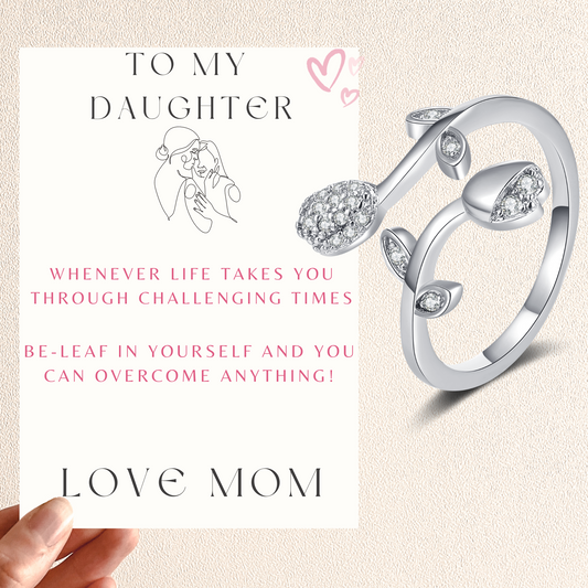 To My Daughter Family Leaf Love Ring