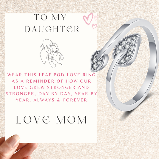 To My Daughter Big & Small Leaf Love Ring