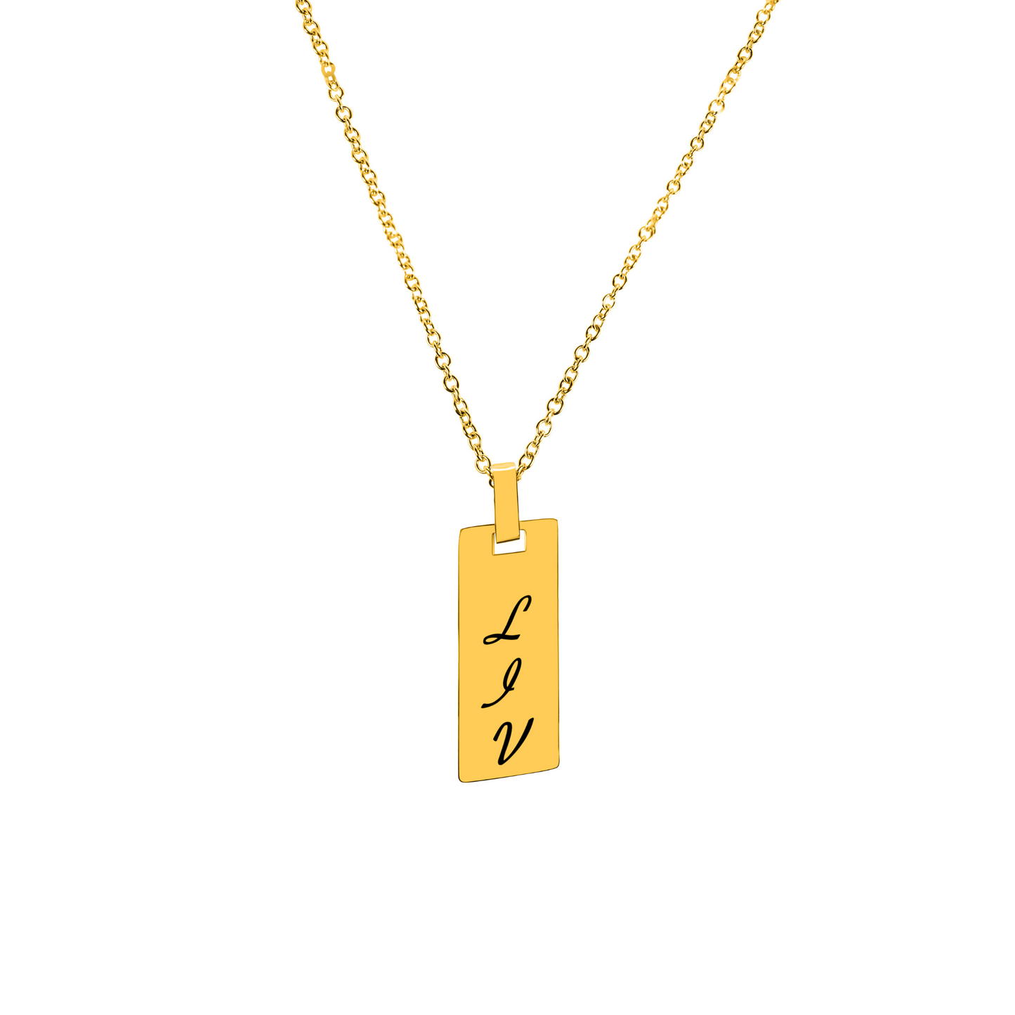 Personalized Bar Pendant (8.5mm x 20mm) On a 18K Gold Vermeil Necklace (17.5")