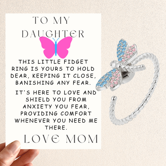 To My Daughter Fidget Spinner Butterfly Ring