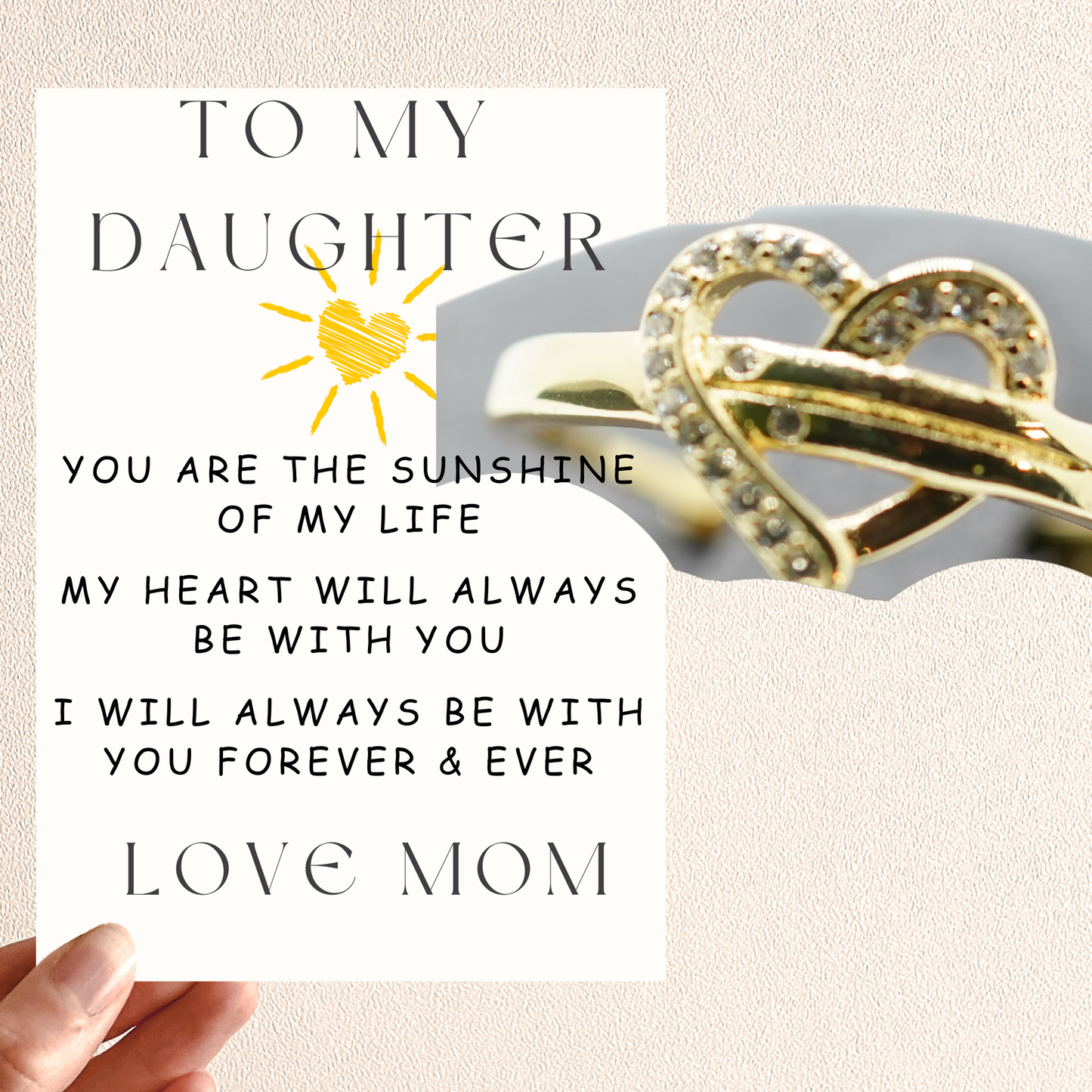 To My Daughter Sunshine Heart Ring